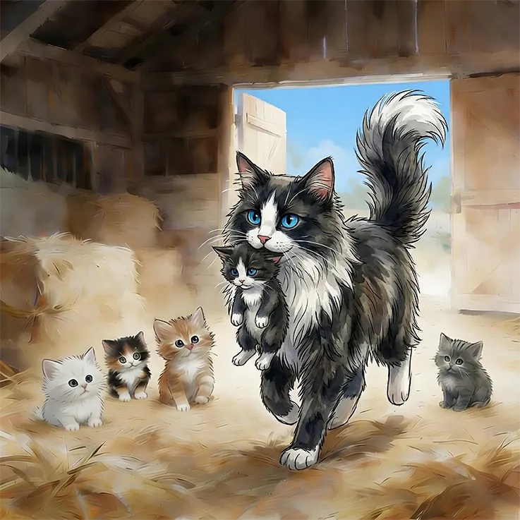 Mitten the kitten discovering his shadow